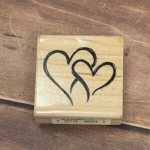 INKADINKADO 96684K TWO HEART OUTLINE WOOD MOUNTED RUBBER STAMP
